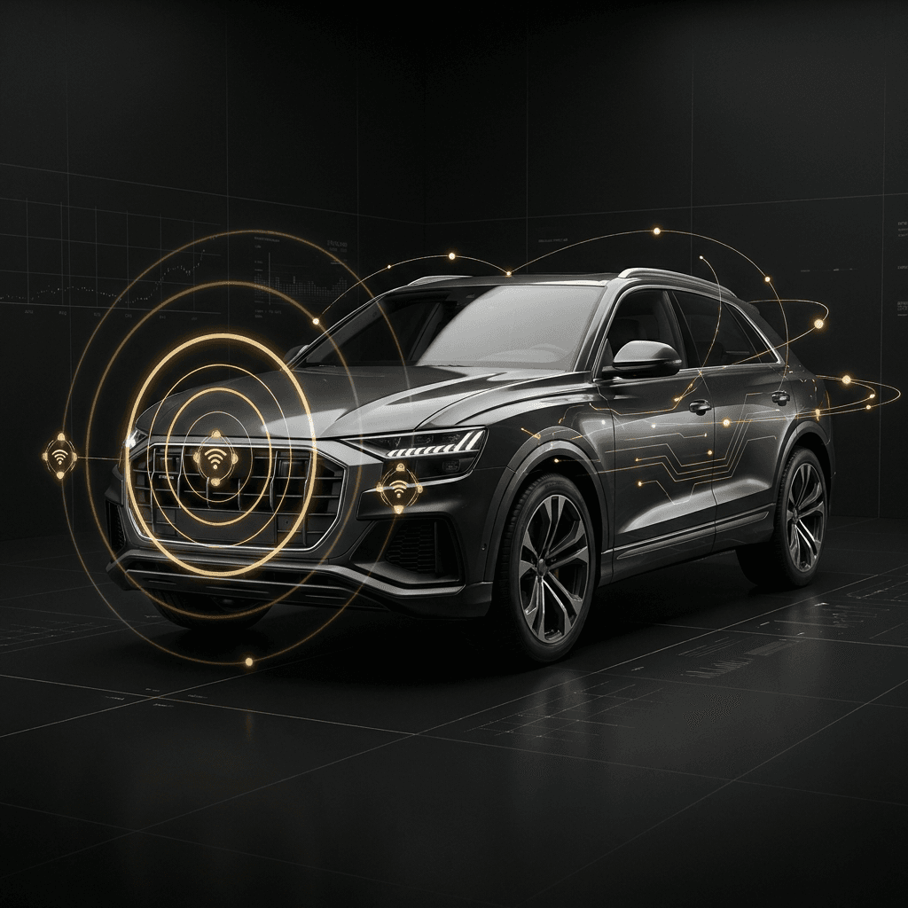 A connected vehicle broadcasting live telemetry
